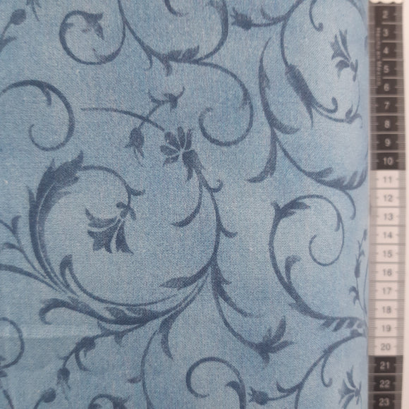 Bagside patchwork stof blå bund ekstra bred 270 cm