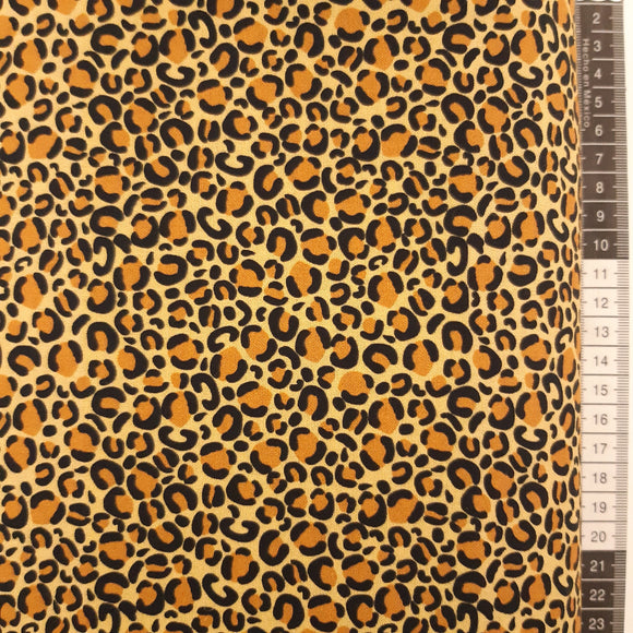 Patchwork stof, dyreprint leopard skind okker gul brun sort