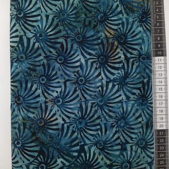 Patchwork stof, mørke blågrønne og lyse blågrønne blomster som giver en fantastisk flot mønster.