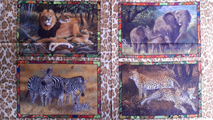 Panel patchwork stof, med Afrikas dyr