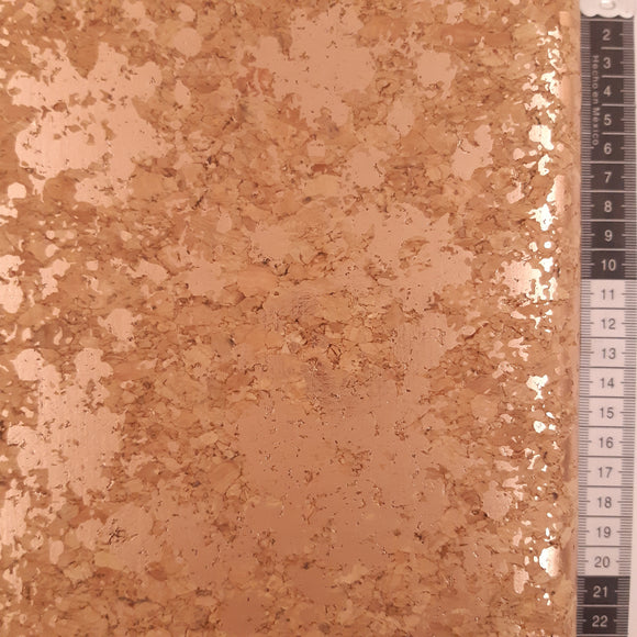 Kork stof 60 cm bred natur og  guld plamager