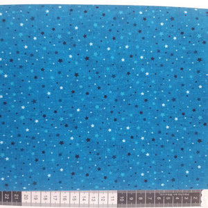 Patchwork stof, petroleumsblå med små stjerner