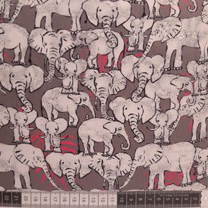 Patchwork stof, grå med elefanter