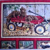 Panel patchwork stof, panel med de sødeste hundehvalpe