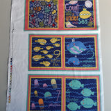 Panel patchwork stof, panel med 12 felter af havdyr