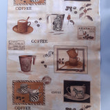 Panel patchwork stof med kaffe motiver.