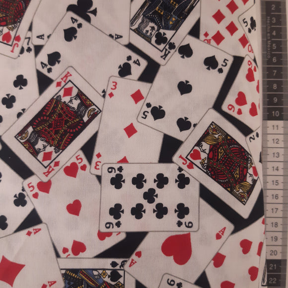 Patchwork stof sort bund med spille kort.