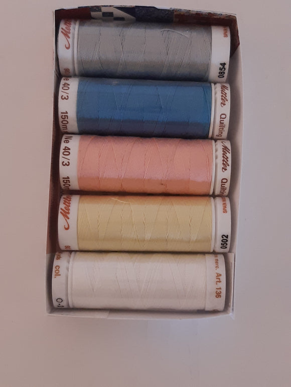 Mettler maskinquiltetråd 150m. 5 stk. tilbud 29