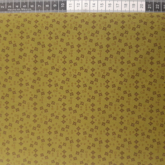 Patchwork stof, oliven grøn med små mini blomster.