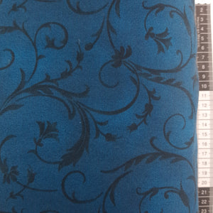 Bagside patchwork stof blå bund ekstra bred 270 cm