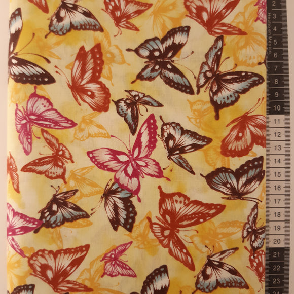 Patchwork stof gul bund med insekter sommerfugle
