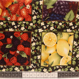 Panel Patchwork stof, motiv med frugt i klare farver