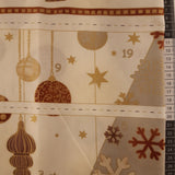 Panel Patchwork stof, jul julekalender lige til at klippe og sy hvid bund og med kobber tryk
