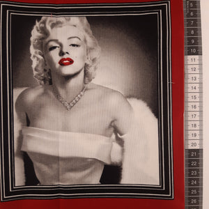 Panel patchwork stof, motiv Marilyn Monroe i rød hvid og sort
