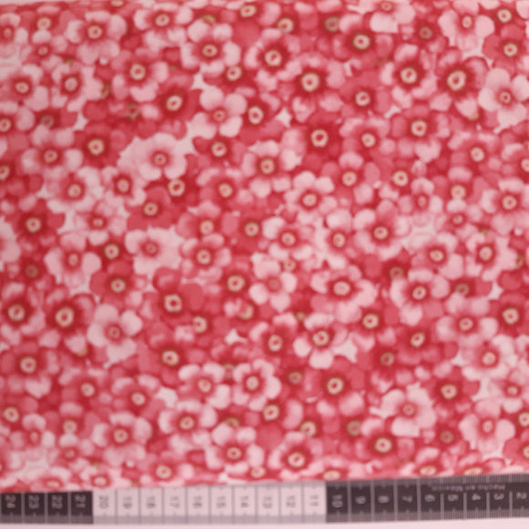 Patchwork stof, lyserøde pink kirsebær blomster