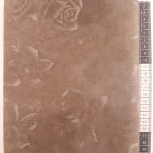 Patchwork stof, grå brun jordfarvet meleret tone i tone med rose