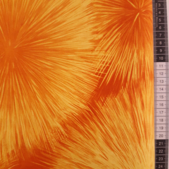 Patchwork stof, gul og orange fyrværkeri, stormønstret