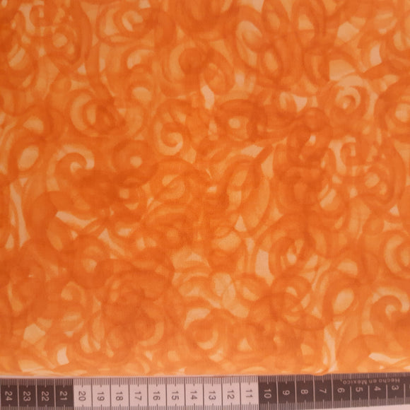 Patchwork stof, klar orange tone i tone melering