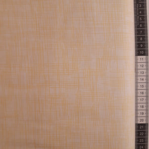 Patchwork stof, hvid med små gule streger på kryds og tværs