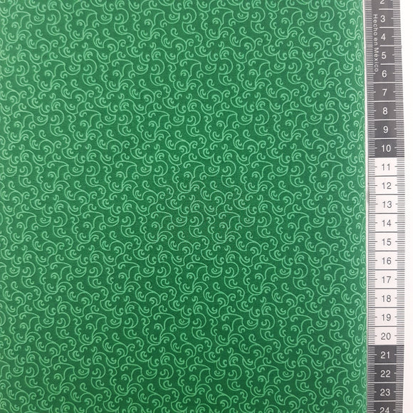 Patchwork stof, grøn med små snirkler