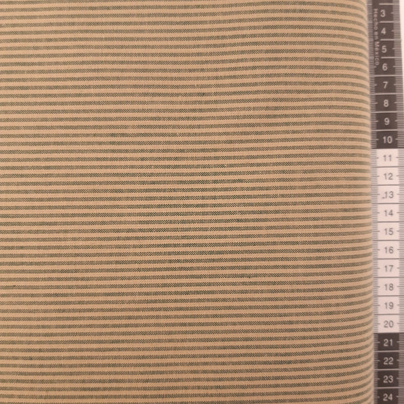 Patchwork stof, grå/beige og grønne vævede striber 150 cm bred