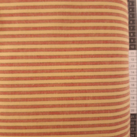 Patchwork stof, beige og røde vævede striber 150 cm bred