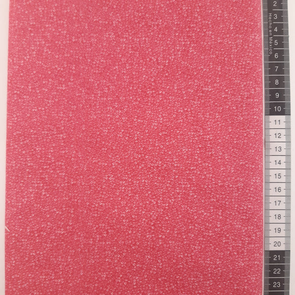 Patchwork stof, pink med melering af  lyse mini blade.