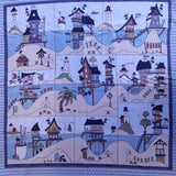 Panel patchwork stof, med maritimt motiv , strand og vand.