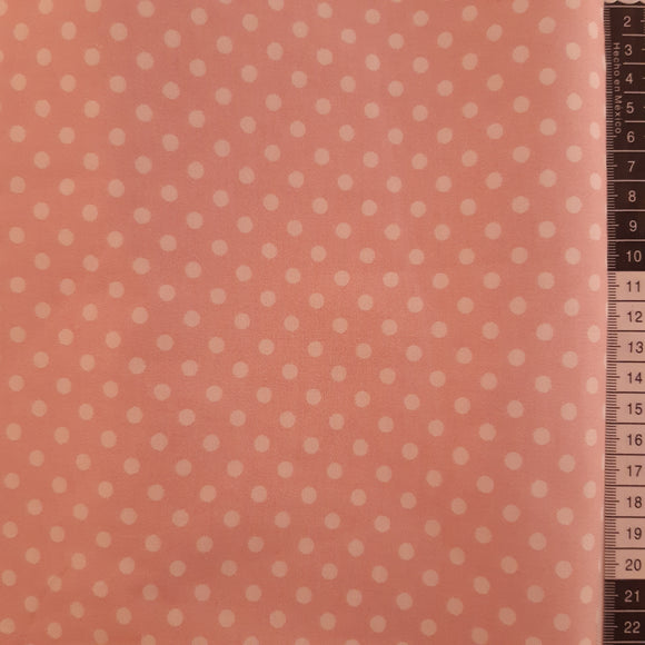 Patchwork stof, lys pink med hvide polka dots