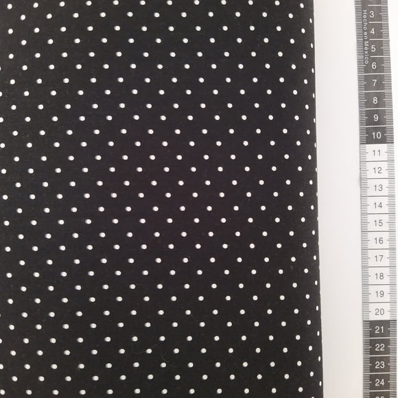 Patchwork stof, sort bund med små hvide dots