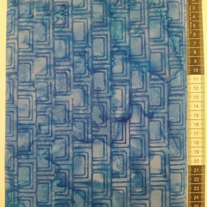 Patchwork stof, blå meleret bund med små firkanter
