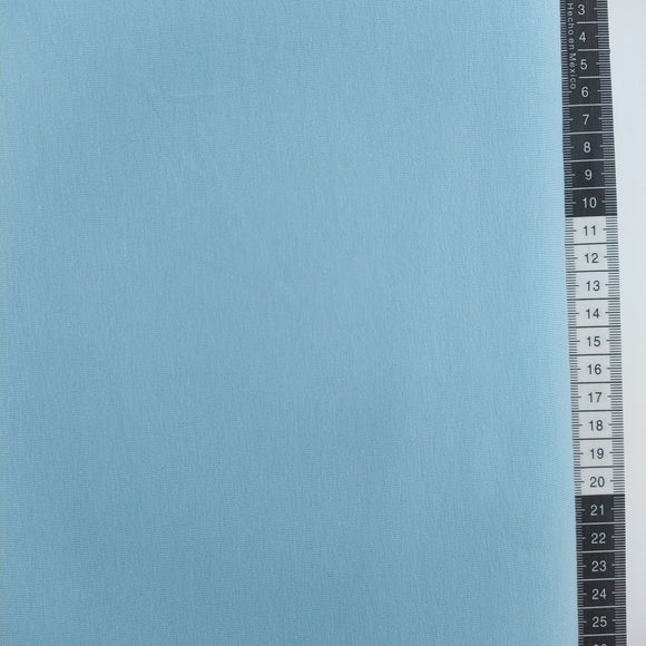 Jersey Stof, ensfarvet lyseblå ( babyblå) 160cm bred. Lækker kvalitet.