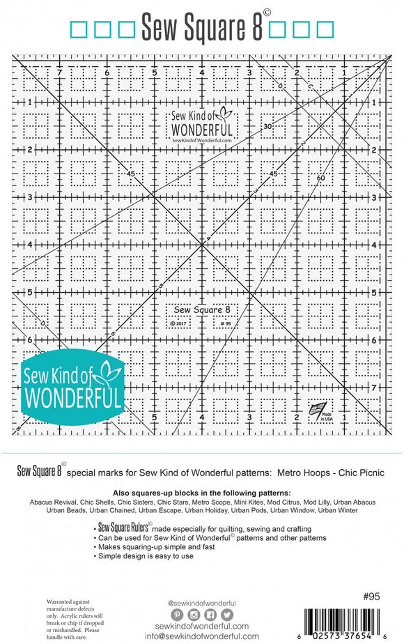 Lineal kvadratisk 8 x 8 tommer fra Sew Kind of Wonderful