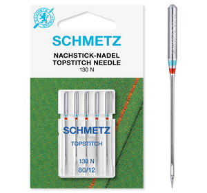 Topstitch nål 130N fra Schmetz str. 80 pakke med 5 stk.