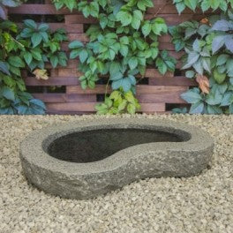Fuglebad dråbeformet i grå granit 50x35 cm