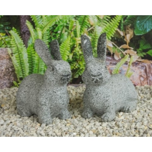 Hare killing sæt lige og venstre kig i grå granit L 15 cm 5 kg.